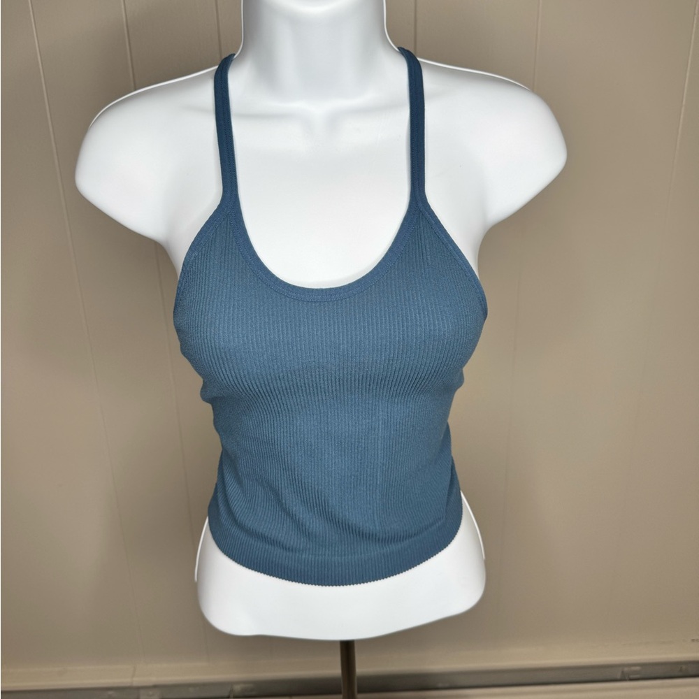 Ododos Chic Blue Ribbed Tank/workout Top.  Size M/L